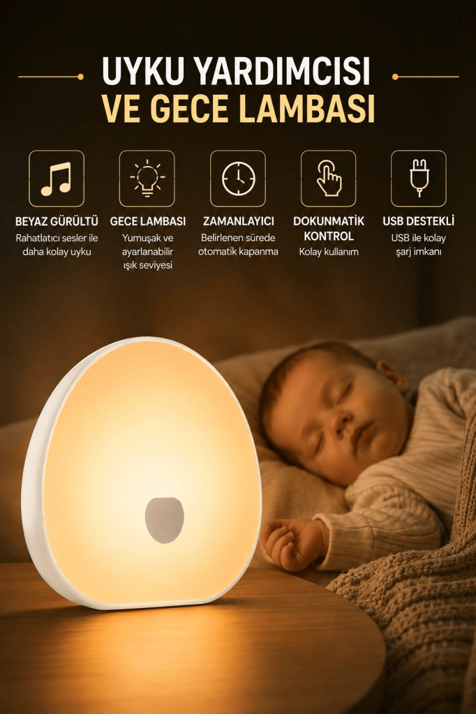 Elarose™ Beyaz Gürültü Cihazı ve Gece Lambası